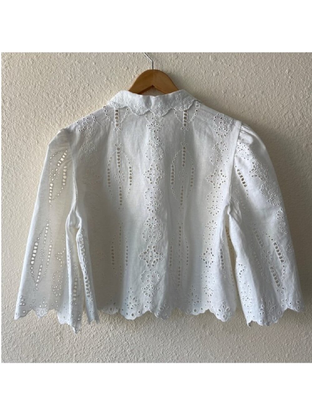 MNG Mango Swiss Embroidery Linen Blouse 2 - Picture 7 of 9
